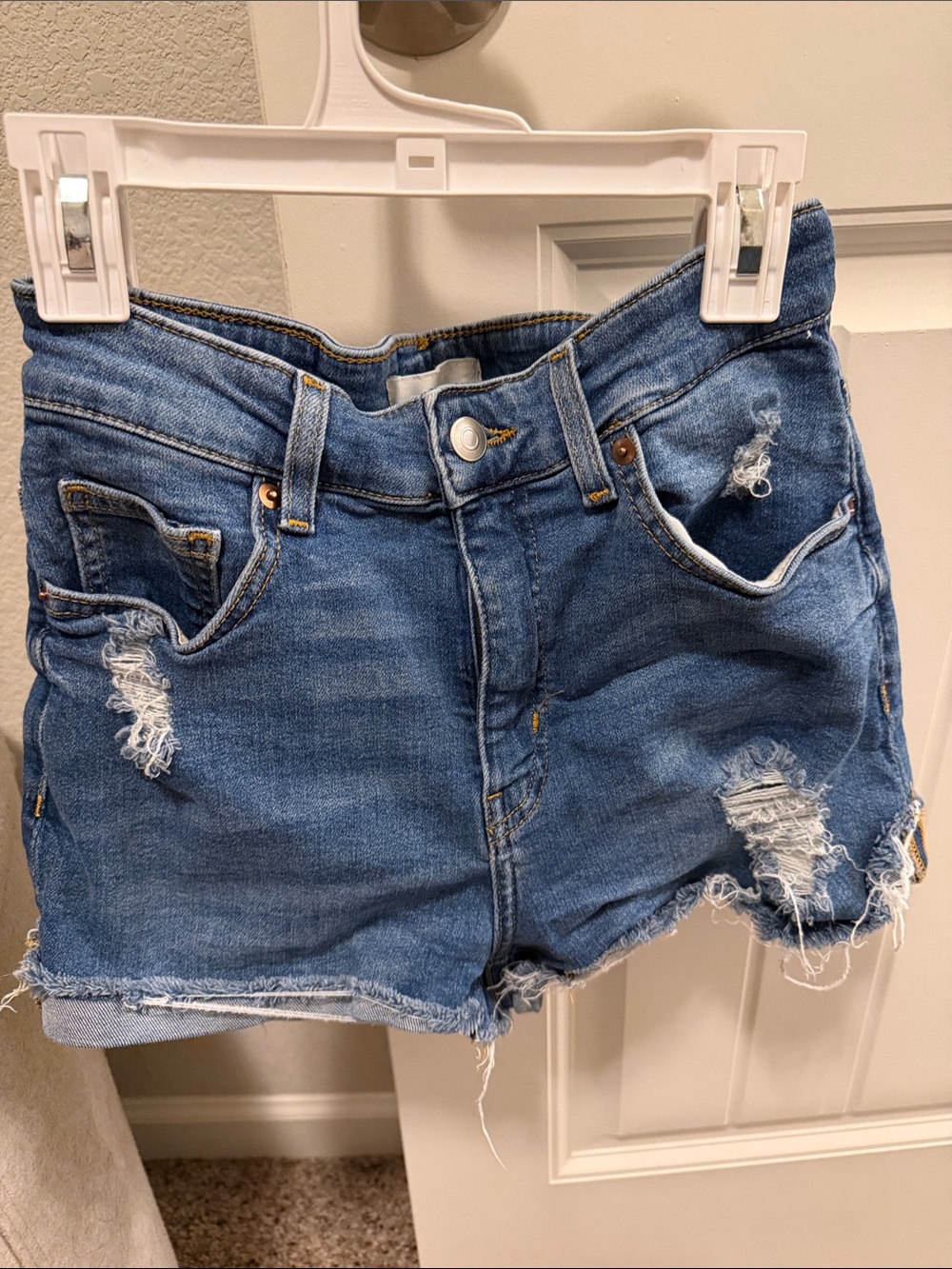 H&M Blue Distressed Denim Cutoff Shorts
